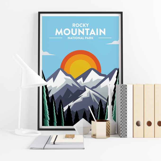 Rocky Mountains - National Park Print Poster Wall Art