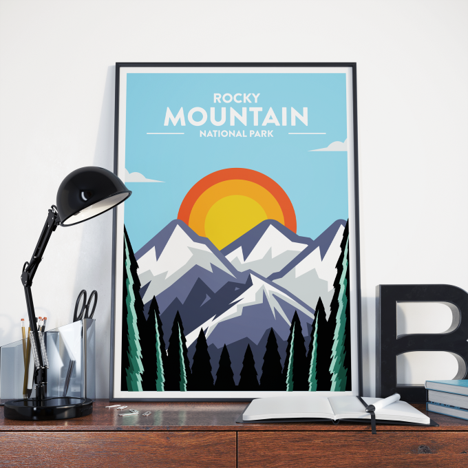 Rocky Mountains - National Park Print Poster Wall Art