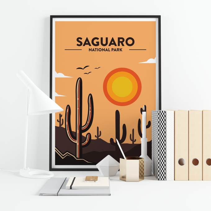 Saguaro - National Park Print Poster Wall Art