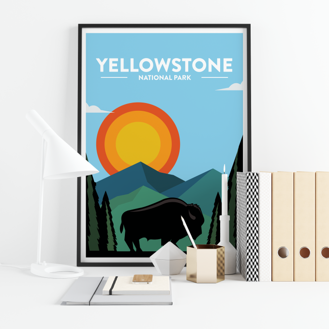 Yellowstone - National Park Print Poster Wall Art