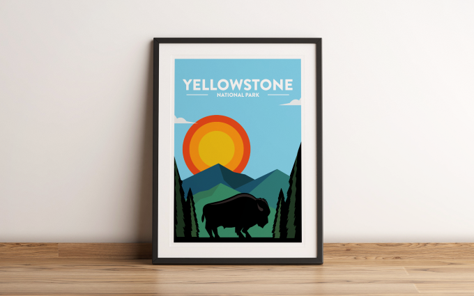 Yellowstone - National Park Print Poster Wall Art