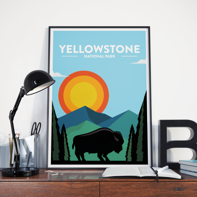 Yellowstone - National Park Print Poster Wall Art