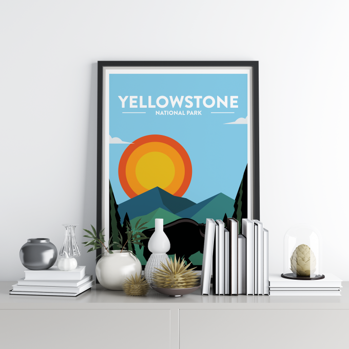 Yellowstone - National Park Print Poster Wall Art